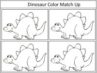 Dinosaur Color Match Up Game – black and white – color the pictures