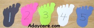 Read Dr. Seuss – Foot Book – cut out five feet, number then, and put them into order