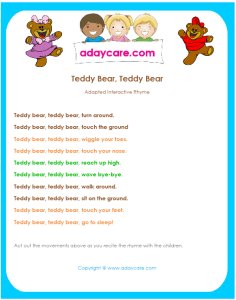 Teddy Bear Theme Gross Motor Interactive Movement Rhyme