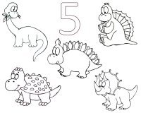 Toddler Activities – 10 Dinosaurs Coloring Page 5