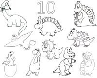 Toddler Activities – 10 Dinosaurs Coloring Page 10