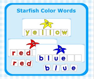 Starfish Color Word Letter Tiles