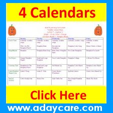 Toddler October curriculum includes 4 weekly calendars