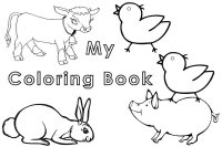 Five Farm Animals - Number Five - Coloring Page