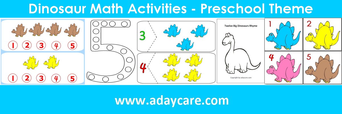 Dinosaur Math Games Activities Printable Pages Preschool Theme 